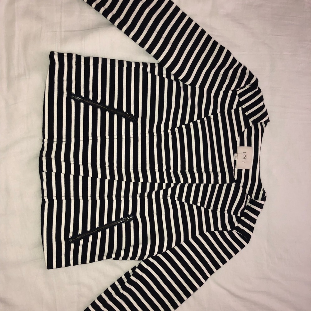 Ann Taylor LOFT Striped Cotton Blazer